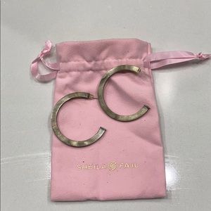 Sheila Fajl two tone hardware hoop earrings.